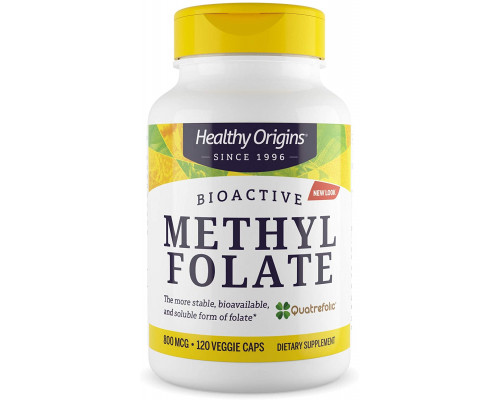 Метилфолат, Methyl Folate, Healthy Origins, 800 мкг, 120 капсул