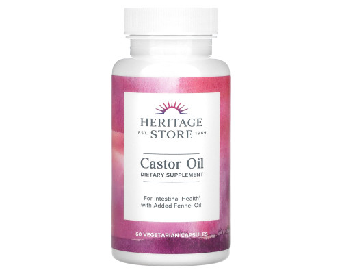 Касторовое масло, Castor Oil, Heritage Products, 725 мг,  60 вегетарианских капсул