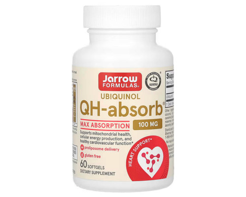 Коэнзим (убихинол), Ubiquinol QH-Absorb, Jarrow Formulas, 100 мг, 60 капсул