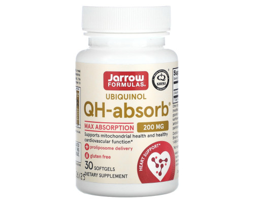Убихинол, Ubiquinol, QH-Absorb, Jarrow Formulas, 200 мг, 30 капсул