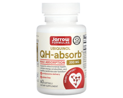 Убихинол, QH-absorb, Ubiquinol, Jarrow Formulas, 200 мг, 60 гелевых капсул