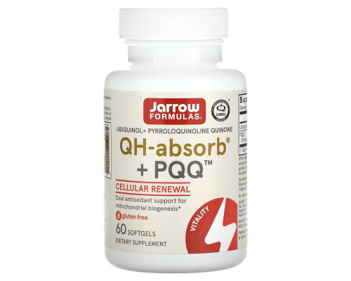 Пирролохинолинхинон и убихинол, Ubiquinol, QH+ PQQ Absorb, Jarrow Formulas, 60 капсул