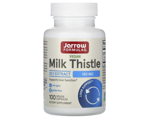 Розторопша (Milk Thistle), Jarrow Formulas, стандартизована, 150 мг, 100 вегетаріанських капсул