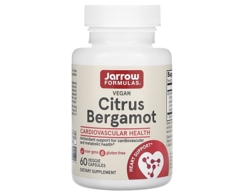 Бергамот, Citrus Bergamot, Jarrow Formulas, 500 мг, 60 растительных капсул