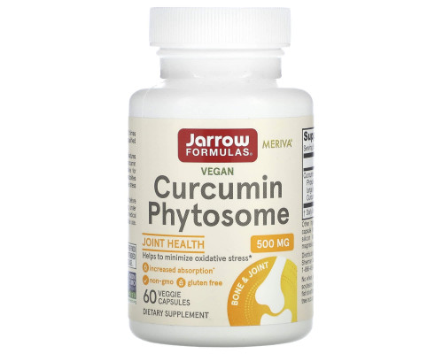 Куркумін, Vegan Curcumin Phytosome, Jarrow Formulas, 500 мг, 60 рослинних капсул