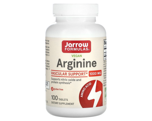 Аргинин, Arginine, Jarrow Formulas, 1000 мг, 100 таблеток