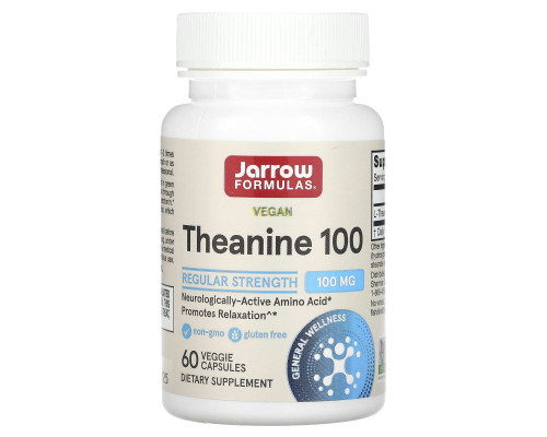 Теанин, Theanine, Jarrow Formulas, 100 мг, 60 капсул