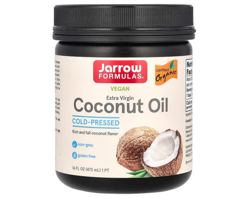 Кокосовое масло, Coconut Oil, Jarrow Formulas, органическое, 473 г