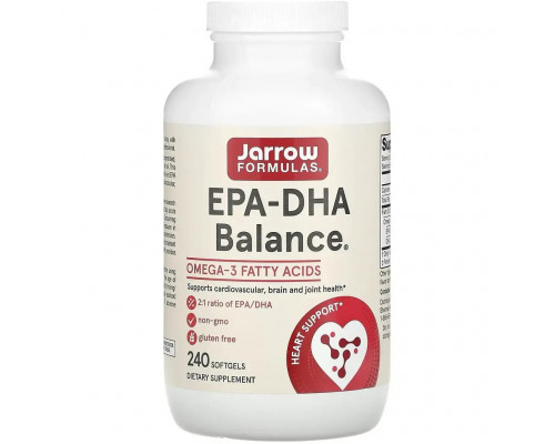 Рыбий жир баланс, Fish Oil EPA-DHA Balance, Jarrow Formulas, для поддержки сердечно-сосудистой системы, 2000 мг, 240 капсул (1000 мг в капсуле)