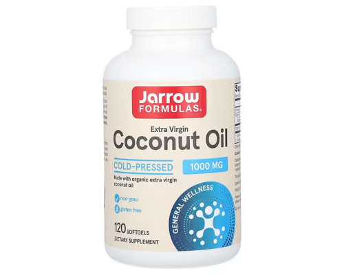 Кокосовое масло, Coconut Oil, Jarrow Formulas, 1000 мг, 120 капсул