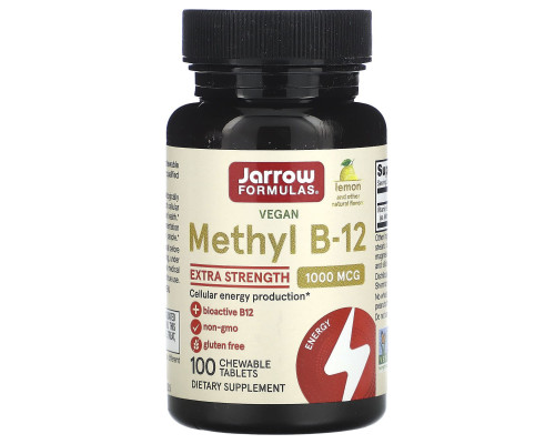 Витамин В12, Methyl B-12, Jarrow Formulas, вкус лимона, 1000 мкг, 100 жевательных таблеток