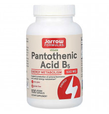 Пантотеновая кислота, Pantothenic Acid B5, Jarrow Formulas, 500 мг, 100 капс.