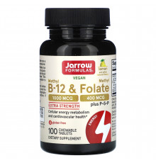 Метилфолат и метил B-12, Methyl B-12 & Methyl Folate, Jarrow Formulas, 1000 мкг / 400 мкг, 100 жевательных таблеток