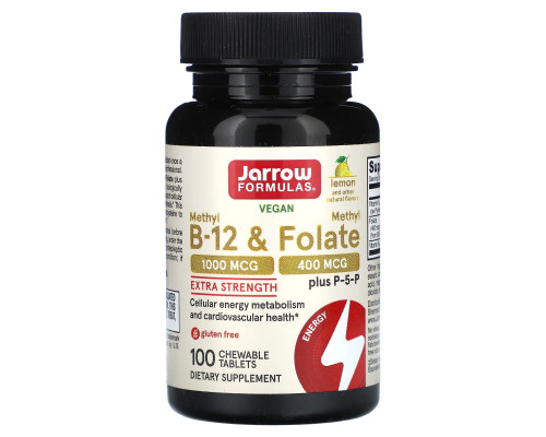 Метилфолат и метил B-12, Methyl B-12 & Methyl Folate, Jarrow Formulas, 1000 мкг / 400 мкг, 100 жевательных таблеток