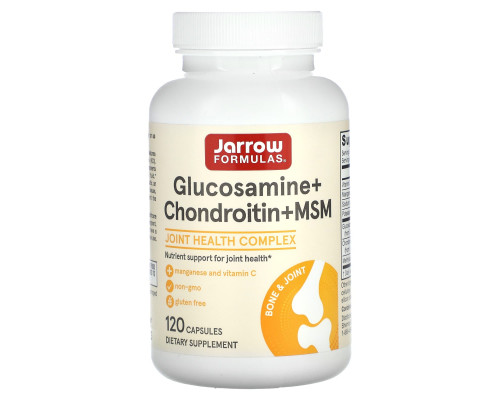 Глюкозамин Хондроитин и метилсульфонилметана, Glucosamine + Chondroitin + MSM, Jarrow Formulas, 120 капсул
