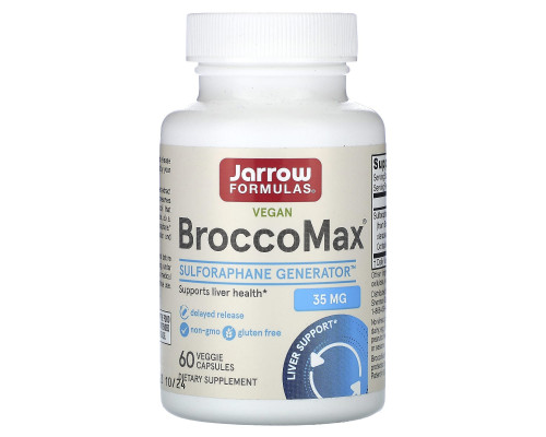 Брокколи экстракт, BroccoMax, Jarrow Formulas, активированный мирозиназой, 60 растительных капсул с отсроченным высвобождением