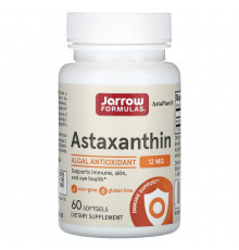 Астаксантин, Astaxanthin, Jarrow Formulas, 12 мг, 60 мягких капсул