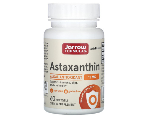 Астаксантин, Astaxanthin, Jarrow Formulas, 12 мг, 60 мягких капсул