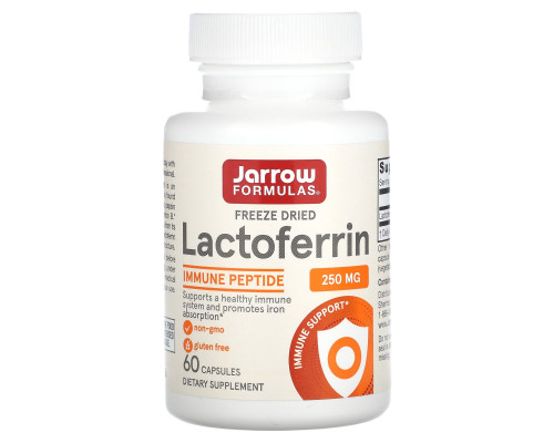 Лактоферрин, Lactoferrin, Jarrow Formulas, лиофилизированный, 250 мг, 60 капсул.