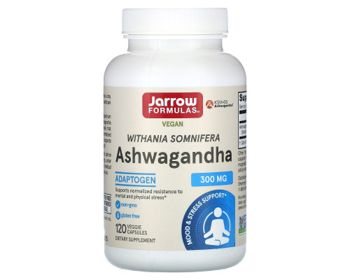 Ашваганда, Ashwagandha, Jarrow Formulas, 300 мг, 120 капсул