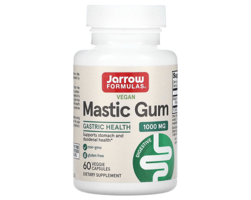 Смола мастикового дерева, Mastic Gum, Jarrow Formulas, 500 мг, 60 вегетарианских капсул