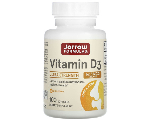 Вітамін D3, Vitamin D3, Jarrow Formulas, 2500 МО, 100 гелевих капсул