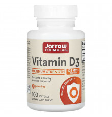 Витамин D3, Vitamin D3, Jarrow Formulas, 5000 МЕ, 100 гелевых капсул