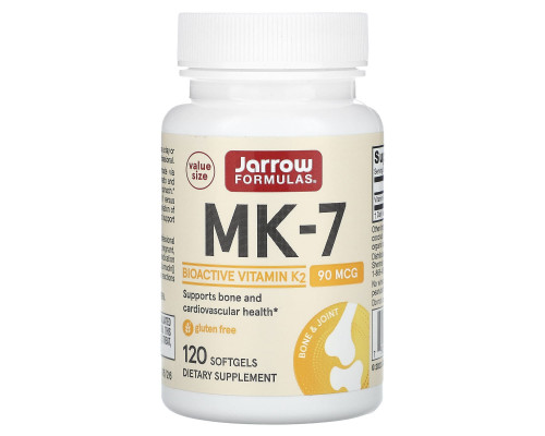 Витамин К2,  МК-7, Vitamin K2, Jarrow Formulas, 90 мкг, 120 мягких капсул