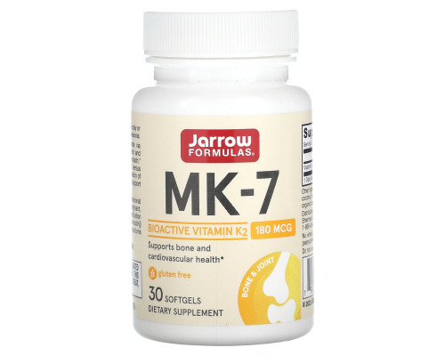 MK-7, активная форма витамина K2, Vitamin K2, Jarrow Formulas, 180 мкг, 30 капсул