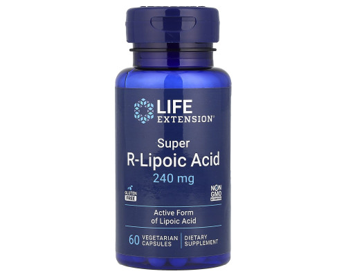 R ліпоєва кислота, Super R-Lipoic Acid, Life Extension, 60 вегетаріанських капсул