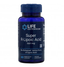 R липоевая кислота, R-Lipoic Acid, Life Extension, 240 мг, 60 кап.