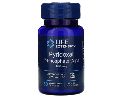 Витамин В6 (пиридоксаль 5'-фосфат), Pyridoxal 5'-Phosphate, Life Extension, 100 мг, 60 капсул