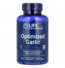 Часник оптимізований, Optimized Garlic, Life Extension, 200 вегетаріанських капсул (600 мг на капсулу)