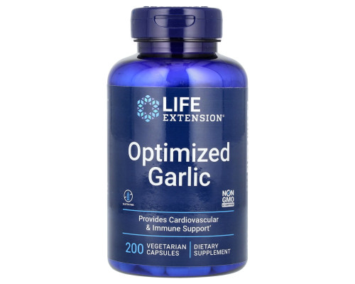 Часник оптимізований, Optimized Garlic, Life Extension, 200 вегетаріанських капсул (600 мг на капсулу)