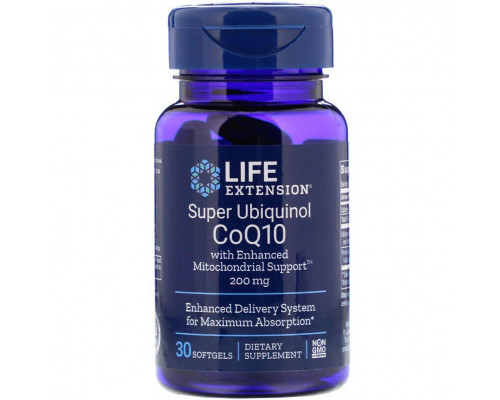 CoQ10 (убихинол), Ubiquinol CoQ10, Life Extension, 200 мг, 30 капсул