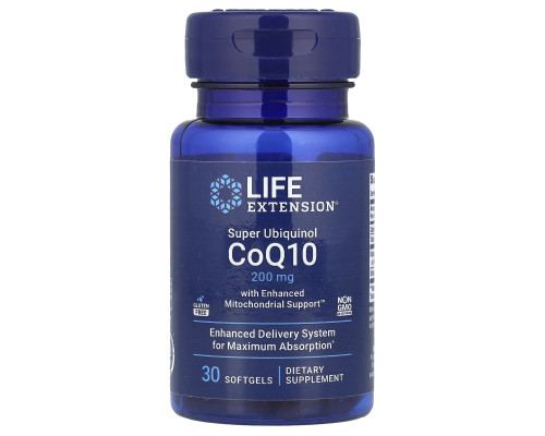 Коензим Q10 (Убіхінол), Ubiquinol CoQ10, Life Extension, 200 мг, 30 капсул