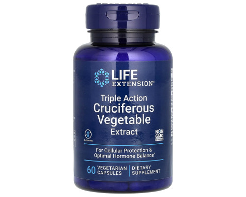 Екстракт хрестоцвітих овочів, Triple Action Cruciferous Vegetable Extract, Life Extension, потрійної дії, 60 капсул