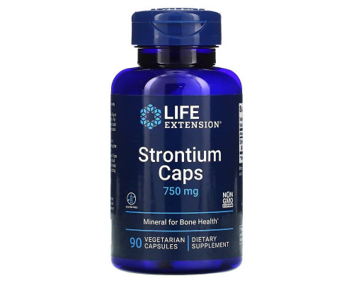Стронций для здоровья костей, Strontium, Life Extension, 750 мг, 90 вегетарианских капсул (250 мг на капсулу)