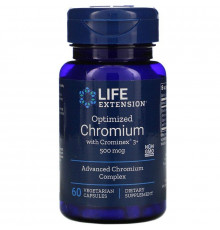 Хром, Chromium, Life Extension, оптимизированный, 500 мкг, 60 капсул
