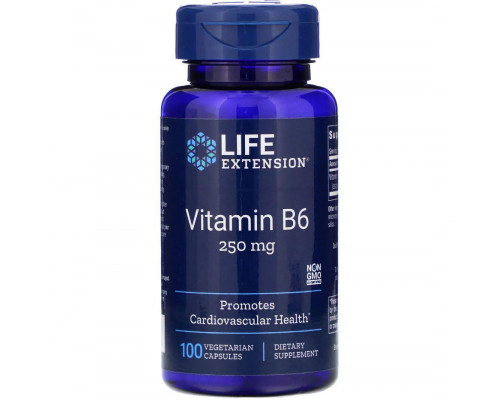 Витамин В6 (пиридоксин), Vitamin B6, Life Extension, 250 мг, 100 вегетарианских капсул