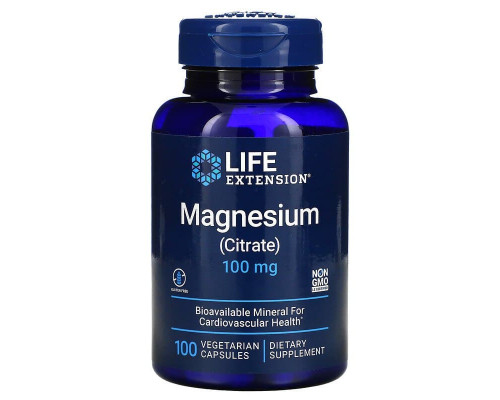 Цитрат магния, Magnesium (Citrate), Life Extension, 100 мг, 100 вегетарианских капсул