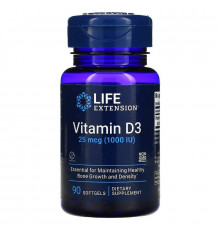 Витамин D-3, Vitamin D3, Life Extension, 1000 МЕ, 90 гелевых капсул