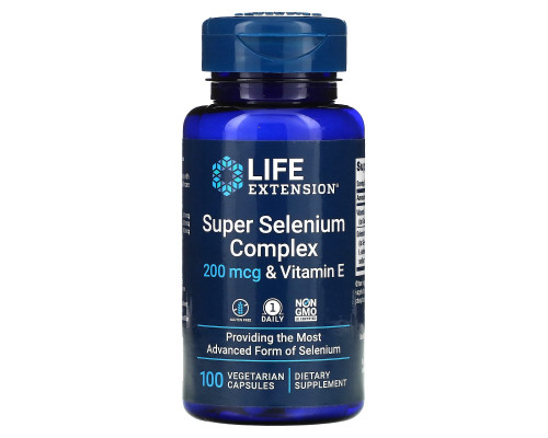 Селен із вітаміном Е, суперкомплекс, Super Selenium Complex & Vitamin E, Life Extension, 200 мкг, 100 вегетаріанських капсул