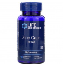 Цинка цитрат , Zinc Caps, Life Extension, высокоэффективный, 50 мг, 90 капсул