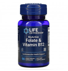 Фолиевая кислота и В12, Folate & Vitamin B12, Life Extension, 90 капсул
