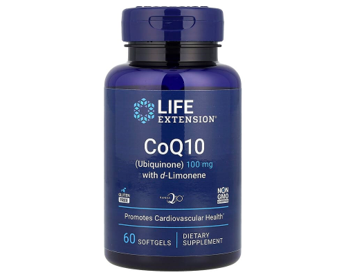 Коензим CoQ10 (убіхінон) з d-лимоненом, CoQ10 Ubiquinone with d-Limonene, Life Extension, 100 мг, 60 гелевих капсул
