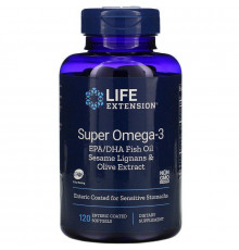 Омега-3, Omega Foundations, Life Extension, 120 капсул