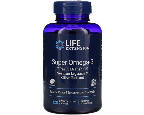 Омега-3, Omega Foundations, Life Extension, 120 капсул