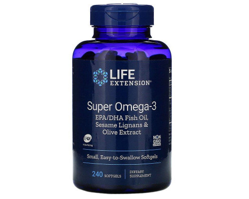 Омега-3, Super Omega-3, Life Extension, 240 капсул