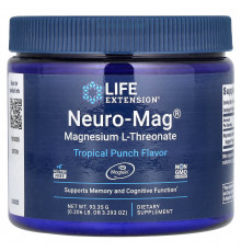 Магний треонат, Magnesium L-Threonate, Neuro-Mag, Life Extension, тропический пунш, 93,35 г
